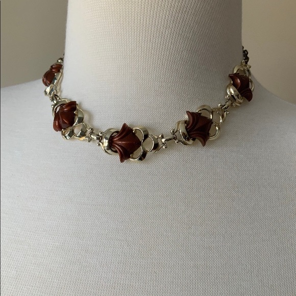 VTG Fleur de Lis Gold and Bronze Thermoset Choker - Picture 5 of 5